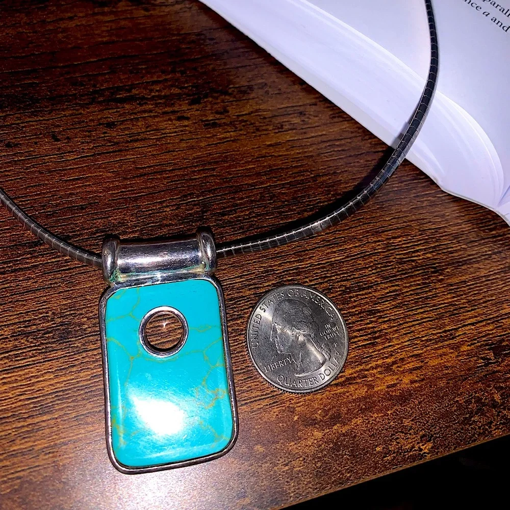 Sterling Silver (925) Turquoise Statement Necklace - Picture 2 of 4
